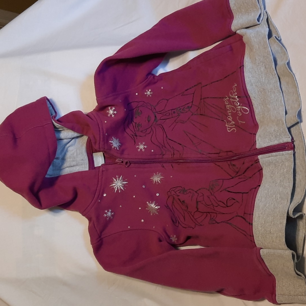 Disney Frozen 2 zip up hoodie for girls, size 7/8, pinkish/purple